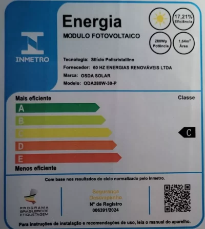 Painel Solar 280wp Fotovoltaico OSDA ODA280-30-P - Image 2